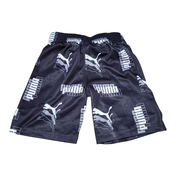 Kids Puma Black Athletic Shorts with Logo Print - Size 4T - Picture 2 of 3